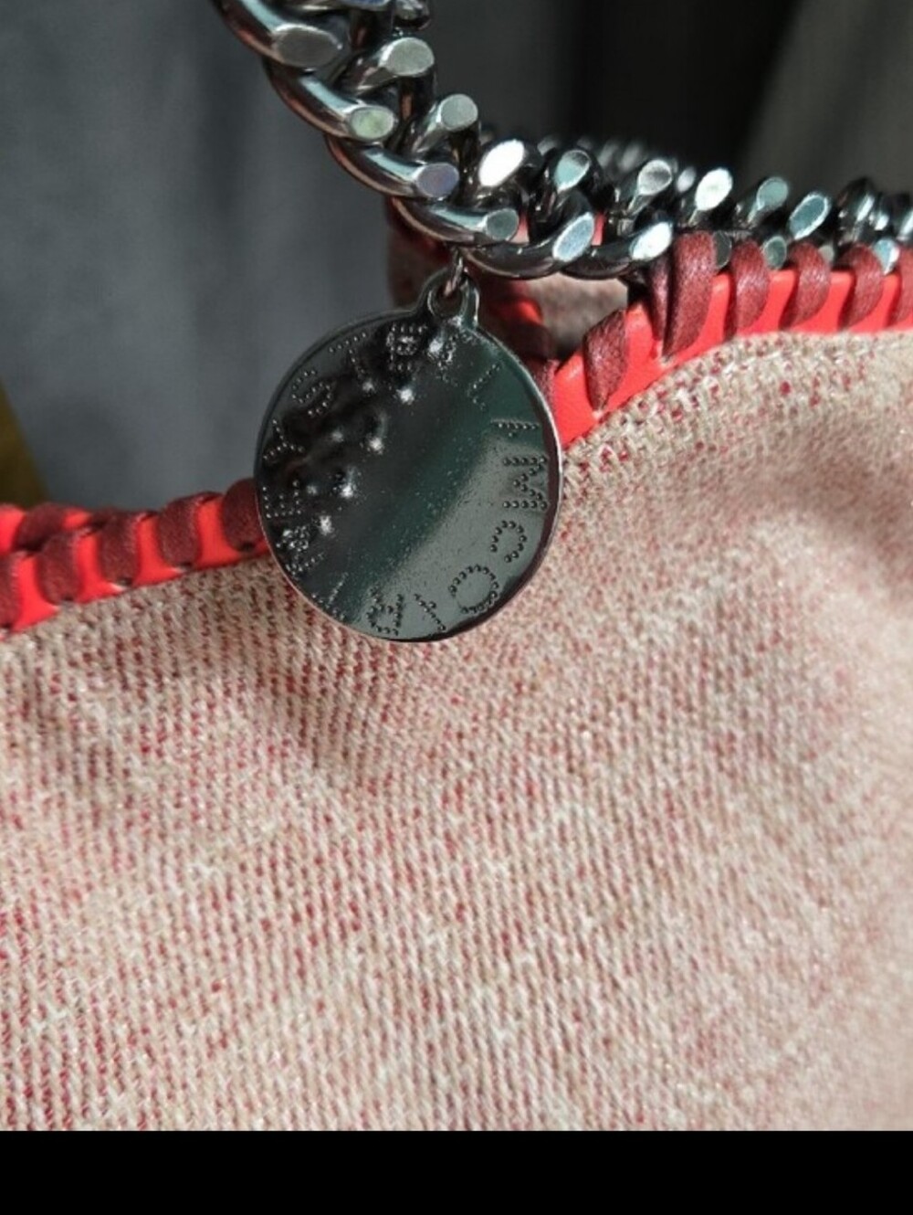 Stella Mccartney Falabella Fold Over Pink Tweed Tote with Gunmetal Chain - Picture 3 of 16